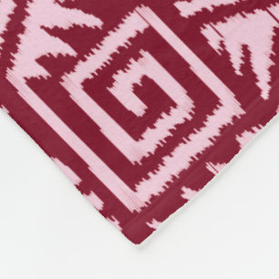 Ikat Aztec Pattern - Burgundy and Pink Fleece Deken