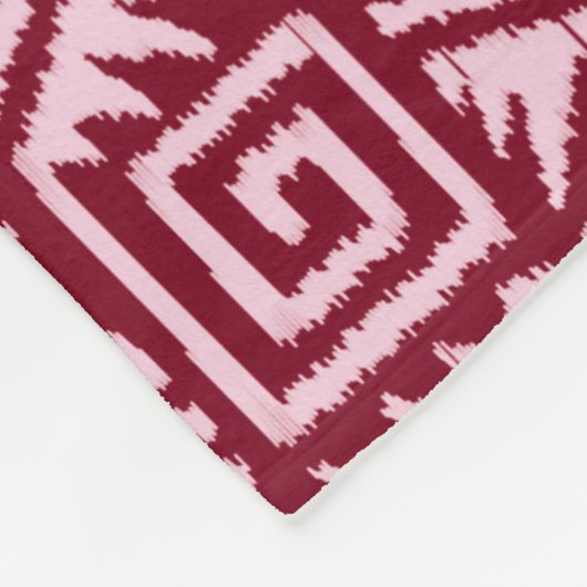 Ikat Aztec Pattern - Burgundy and Pink Fleece Deken (Hoek)