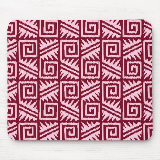 Ikat Aztec Pattern - Burgundy and Pink Muismat (Voorkant)