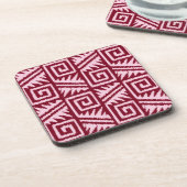 Ikat Aztec Pattern - Burgundy and Pink Onderzetter (Linkerzijde)