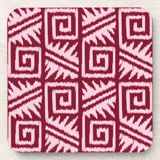 Ikat Aztec Pattern - Burgundy and Pink Onderzetter (Voorkant)