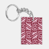 Ikat Aztec Pattern - Burgundy and Pink Sleutelhanger (Voorkant Links)