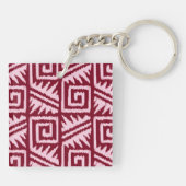 Ikat Aztec Pattern - Burgundy and Pink Sleutelhanger (Achterkant)