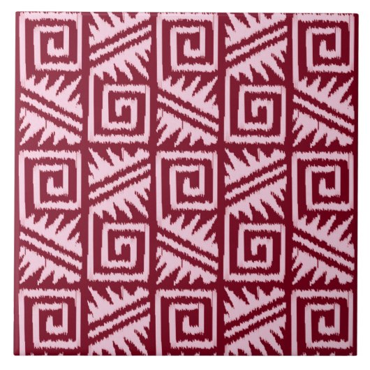 Ikat Aztec Pattern - Burgundy and Pink Tegeltje (Voorkant)