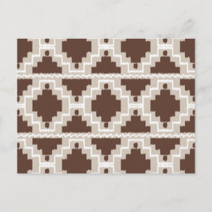 Ikat Aztec Pattern - Chocolate Brown and Taupe Briefkaart