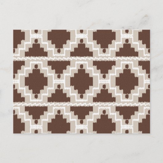 Ikat Aztec Pattern - Chocolate Brown and Taupe Briefkaart (Voorkant)