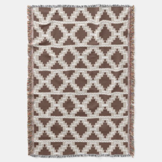 Ikat Aztec Pattern - Chocolate Brown and Taupe Deken (Voorkant Verticaal)