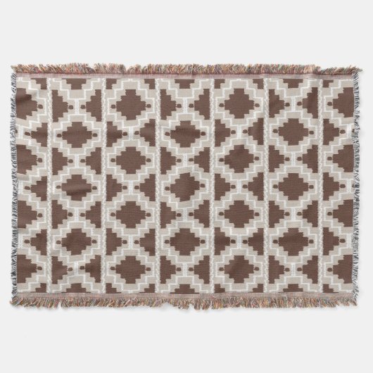 Ikat Aztec Pattern - Chocolate Brown and Taupe Deken (Voorkant)