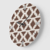 Ikat Aztec Pattern - Chocolate Brown and Taupe Grote Klok (Hoek)