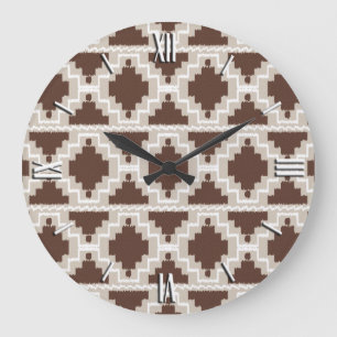 Ikat Aztec Pattern - Chocolate Brown and Taupe Grote Klok