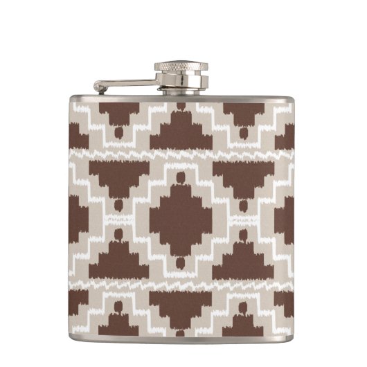 Ikat Aztec Pattern - Chocolate Brown and Taupe Heupfles (Voorkant)