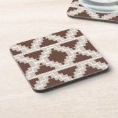 Ikat Aztec Pattern - Chocolate Brown and Taupe Onderzetter (Linkerzijde)