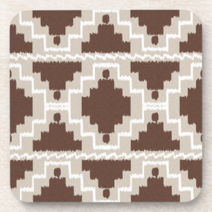 Ikat Aztec Pattern - Chocolate Brown and Taupe Onderzetter