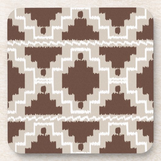 Ikat Aztec Pattern - Chocolate Brown and Taupe Onderzetter (Voorkant)