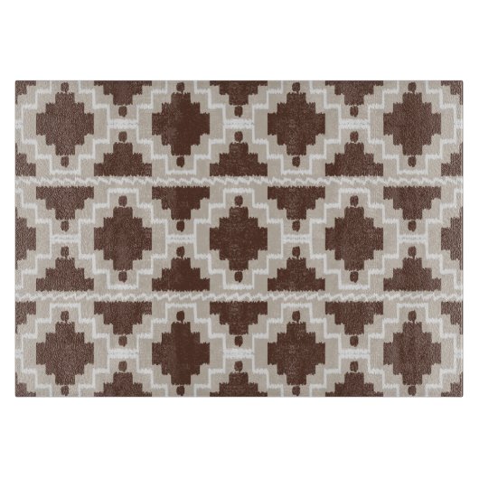 Ikat Aztec Pattern - Chocolate Brown and Taupe Snijplank (Voorkant)