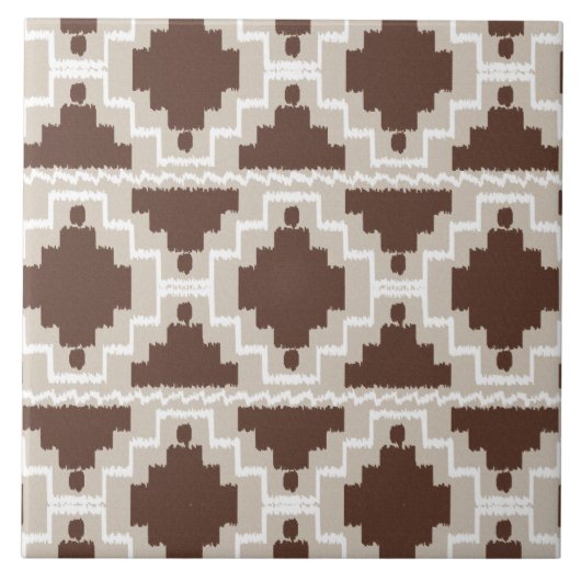 Ikat Aztec Pattern - Chocolate Brown and Taupe Tegeltje (Voorkant)