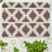 Ikat Aztec Pattern - Chocolate Brown and Taupe Theedoek (Gevouwen)