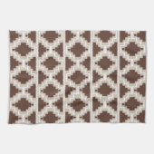 Ikat Aztec Pattern - Chocolate Brown and Taupe Theedoek (Horizontaal)
