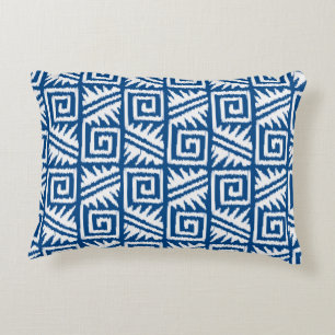 Ikat Aztec Pattern - Cobalt Blue and White Decoratief Kussen