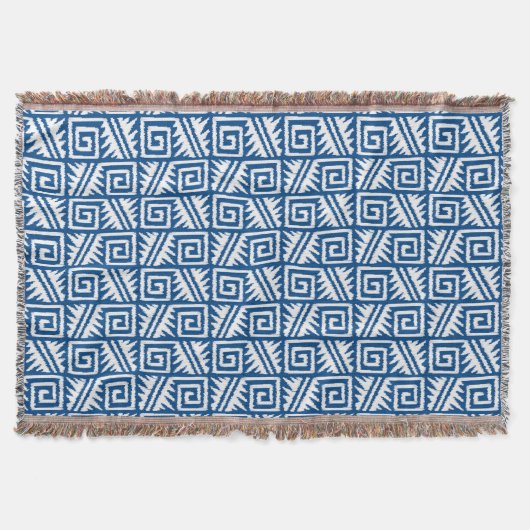 Ikat Aztec Pattern - Cobalt Blue and White Deken (Voorkant)