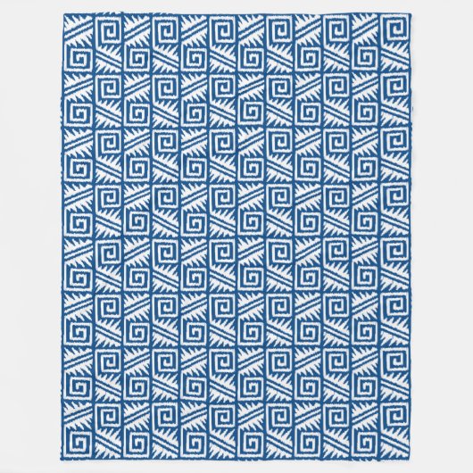 Ikat Aztec Pattern - Cobalt Blue and White Fleece Deken (Voorkant)