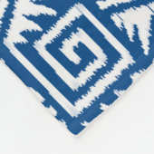 Ikat Aztec Pattern - Cobalt Blue and White Fleece Deken (Hoek)