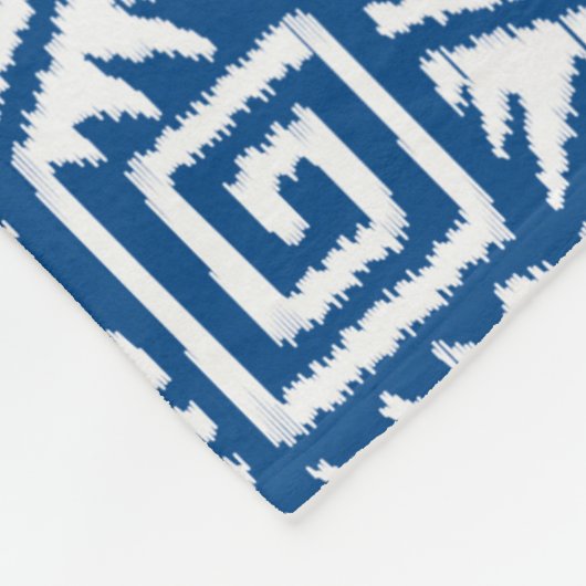 Ikat Aztec Pattern - Cobalt Blue and White Fleece Deken (Hoek)