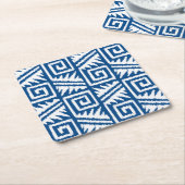 Ikat Aztec Pattern - Cobalt Blue and White Kartonnen Onderzetters (Schuin)