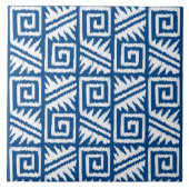 Ikat Aztec Pattern - Cobalt Blue and White Tegeltje (Voorkant)