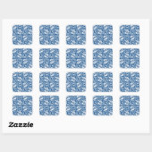 Ikat Aztec Pattern - Cobalt Blue and White Vierkante Sticker (Vel)