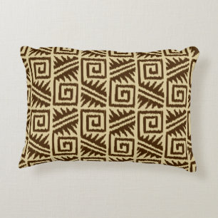 Ikat Aztec Pattern - Dark Brown and Tan Accent Kussen