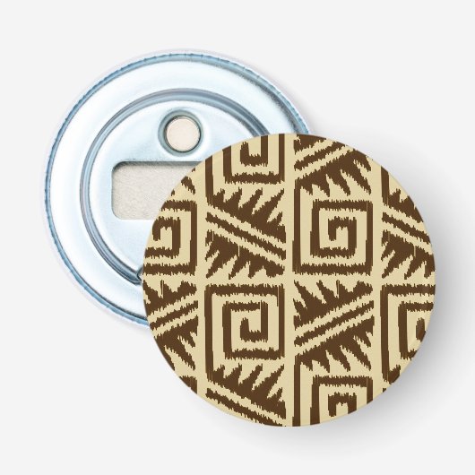 Ikat Aztec Pattern - Dark Brown and Tan Button Flesopener (Voorkant)