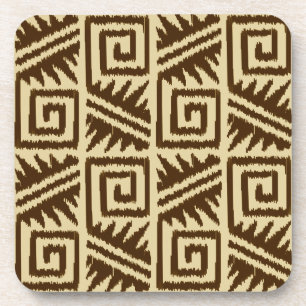 Ikat Aztec Pattern - Dark Brown and Tan Onderzetter