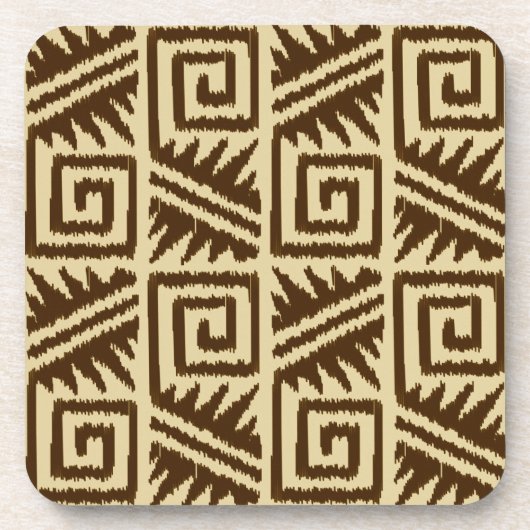 Ikat Aztec Pattern - Dark Brown and Tan Onderzetter (Voorkant)