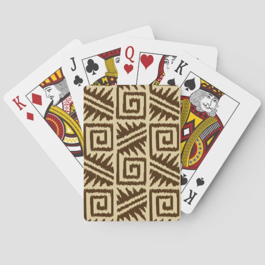 Ikat Aztec Pattern - Dark Brown and Tan Pokerkaarten (Achterkant)