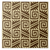 Ikat Aztec Pattern - Dark Brown and Tan Tegeltje (Voorkant)
