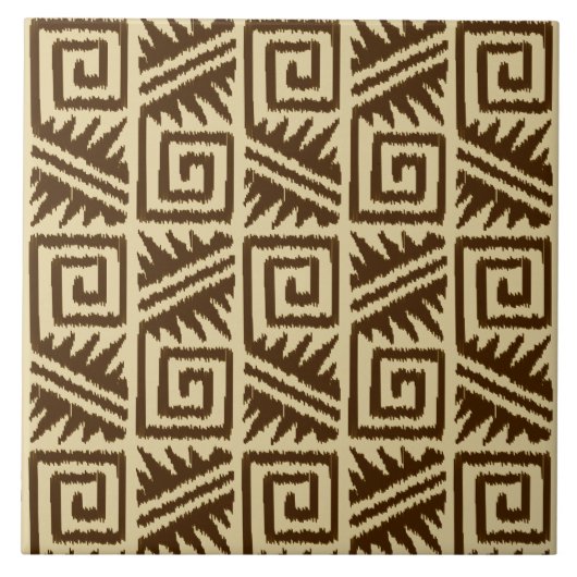 Ikat Aztec Pattern - Dark Brown and Tan Tegeltje (Voorkant)
