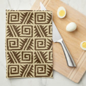 Ikat Aztec Pattern - Dark Brown and Tan Theedoek (Quarter Fold)