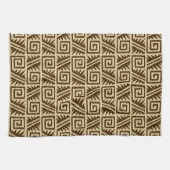Ikat Aztec Pattern - Dark Brown and Tan Theedoek (Horizontaal)
