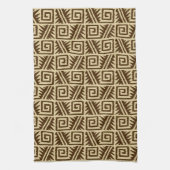 Ikat Aztec Pattern - Dark Brown and Tan Theedoek (Verticaal)