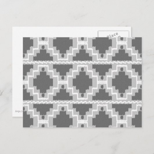 Ikat Aztec Pattern - Donkere en lichte grijs / gri Briefkaart (Voorkant / Achterkant)