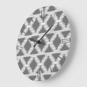 Ikat Aztec Pattern - Donkere en lichte grijs / gri Grote Klok (Hoek)