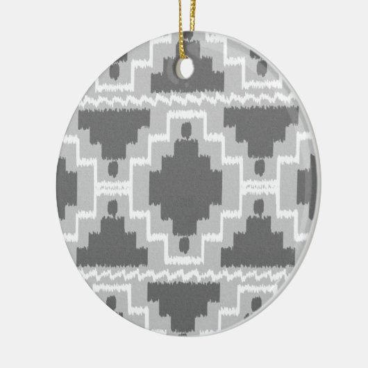Ikat Aztec Pattern - Donkere en lichte grijs / gri Keramisch Ornament (Links)