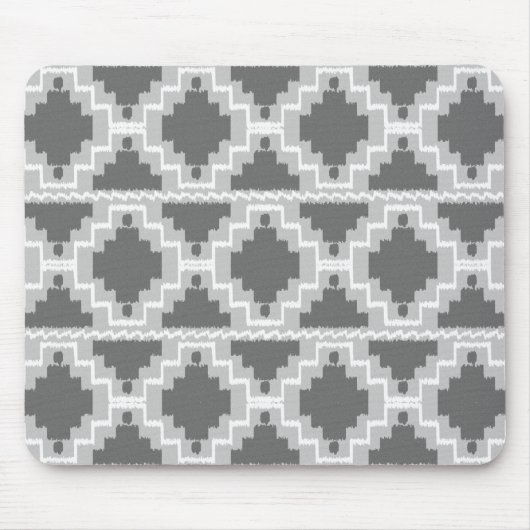 Ikat Aztec Pattern - Donkere en lichte grijs / gri Muismat (Voorkant)