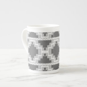Ikat Aztec Pattern - Donkere en lichte grijs / gri Porselein Kop