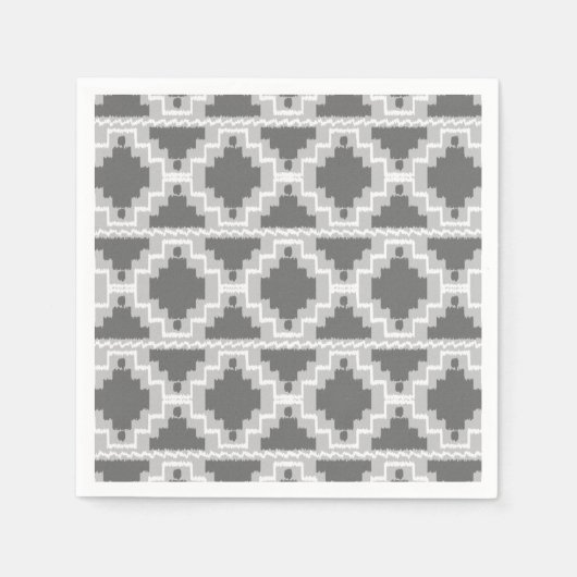 Ikat Aztec Pattern - Donkere en lichte grijs / gri Servetten (Voorkant)