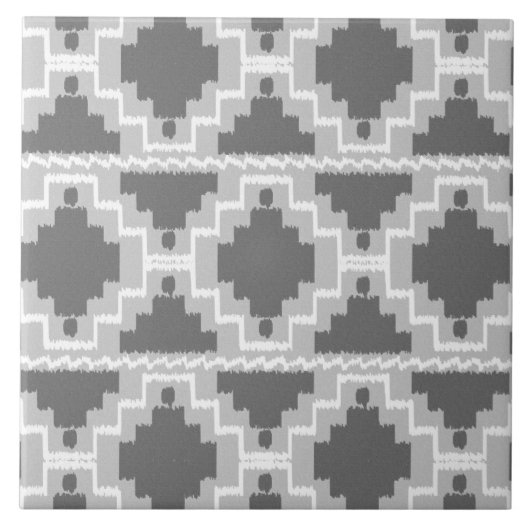 Ikat Aztec Pattern - Donkere en lichte grijs / gri Tegeltje (Voorkant)