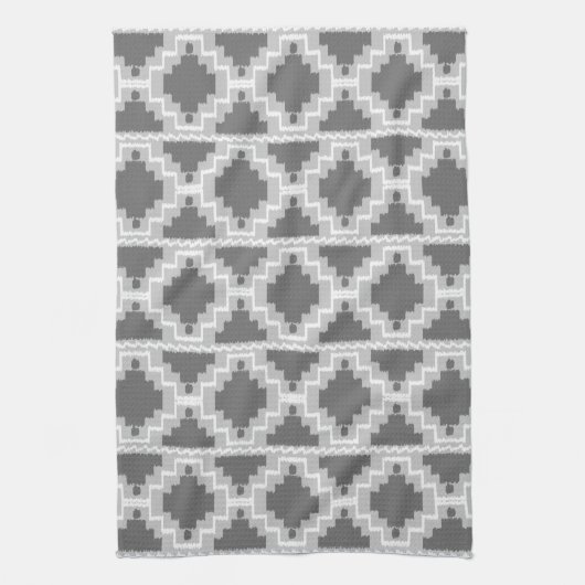 Ikat Aztec Pattern - Donkere en lichte grijs / gri Theedoek (Verticaal)