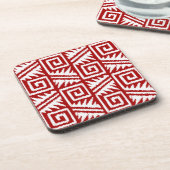 Ikat Aztec Pattern - Donkerrood en wit Bier Onderzetter (Linkerzijde)