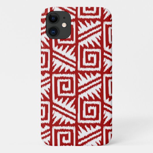 Ikat Aztec Pattern - Donkerrood en wit Case-Mate iPhone Case (Achterkant)